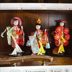Adorable Japanese Geisha Doll Set of Three